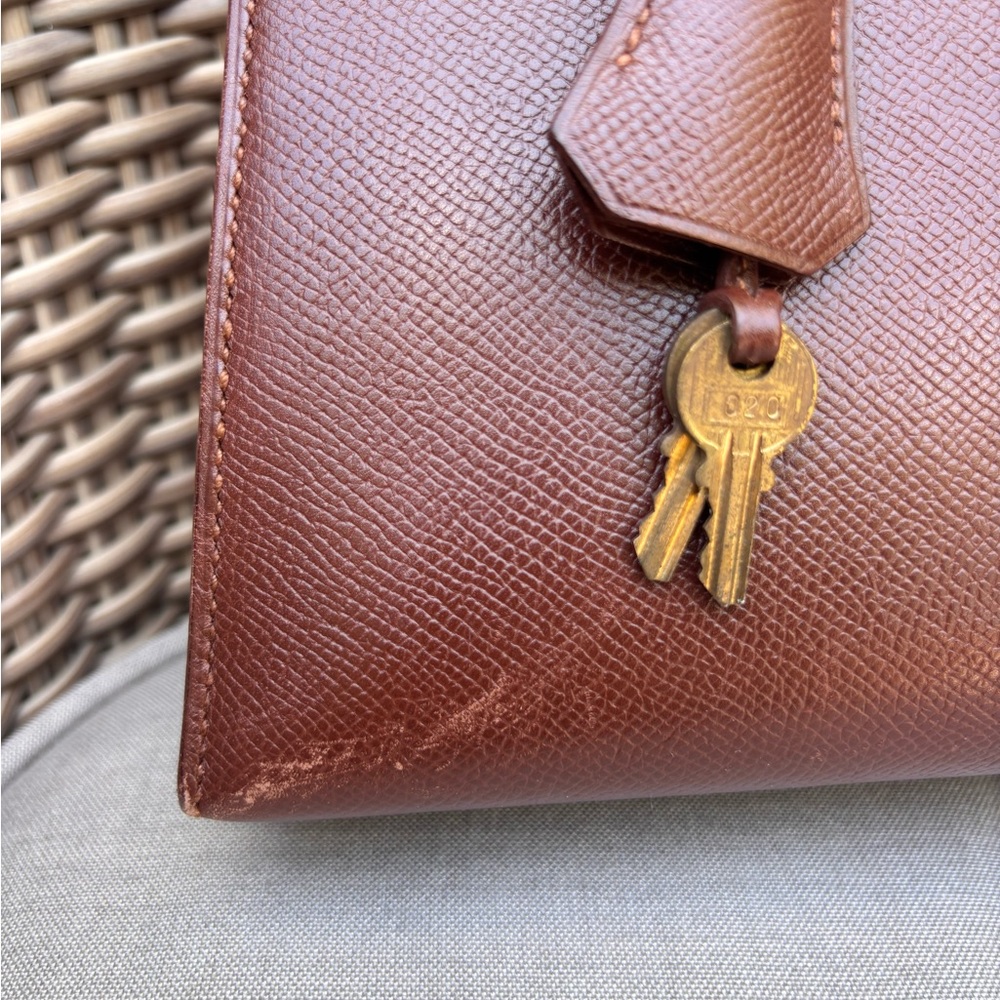 Authentic HERMES KELLY 32 gold brown courchevel leather bag - Picture 9 of 15